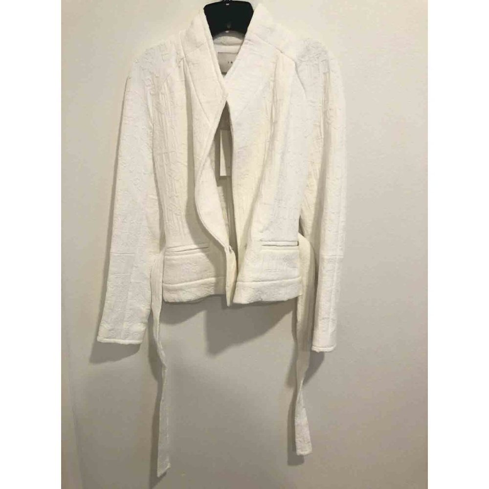 IRO Hawaispe White Cotton Jacquard Jacket Belted - Picture 5 of 8
